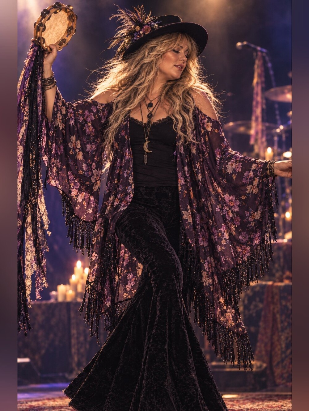 #55 torrid Purple Floral Fringe Kimono Cape